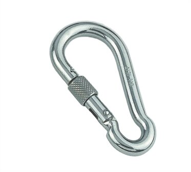 RVS karabijnhaak met kous en veiligheidsmoer 60x6mm