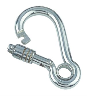 RVS karabijnhaak met lente slot en kous 80 x 8 mm