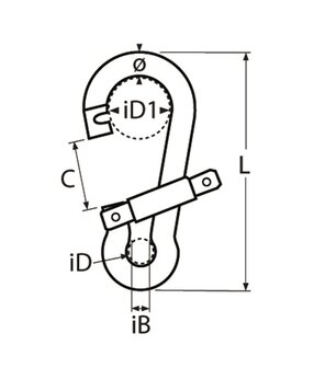 RVS karabijnhaak met speciale sluiting 80x8mm
