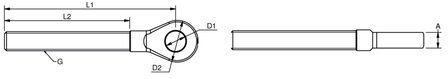 Draadoog design schroefdraad rechts M8x&Oslash;8,5mm