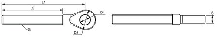 Draadoog design schroefdraad links M5x&Oslash;5,5mm