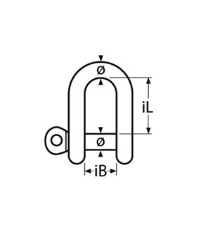 RVS D-sluiting met geborgde pen &Oslash;5mm