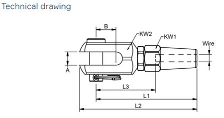 Kabelbevestiging  design met gaffel terminal voor 7mm draad
