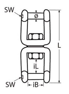 RVS wartel gaffel - gaffel met inbus pen &Oslash; 8mm