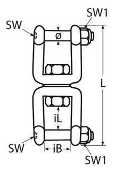 RVS wartel gaffel - gaffel met borgmoer &Oslash; 6mm