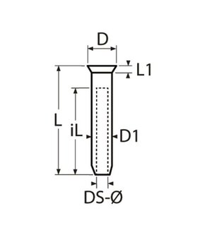 Domehead-terminal (industrie) klein voor 2,5mm draad