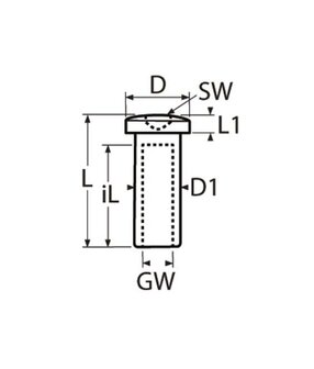 Domehead-terminal (industrie) met inwendig schroefdraad M5