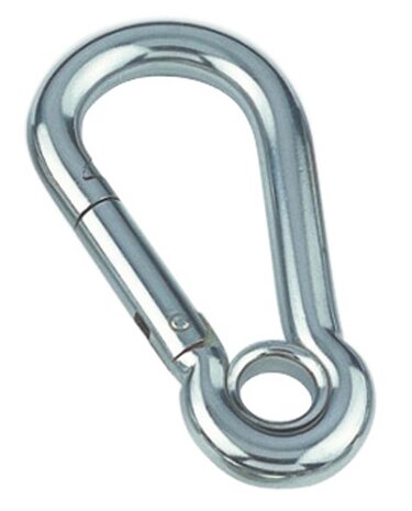 RVS karabijnhaak met kous 40 x 5 mm