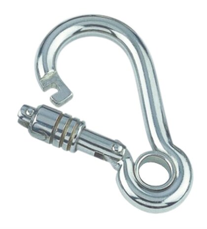 RVS karabijnhaak met lente slot en kous 80 x 8 mm