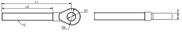 Draadoog design schroefdraad links M6xØ6,4mm