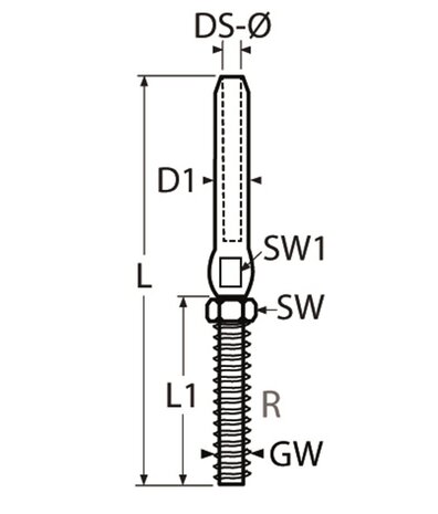 Draadterminal industrie linkse schroefdraad M5 x Ø2mm