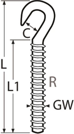 Haakschroef met rechtse schroefdraad M10 x 113