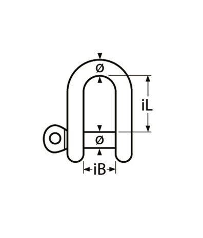 RVS D-sluiting 16mm kort