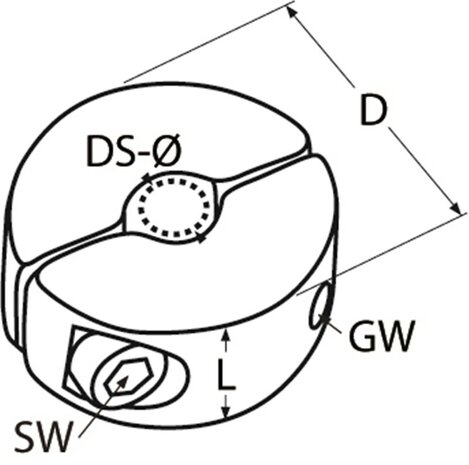 2 ringen vast met 2 inbus schroeven voor staalkabel 8mm
