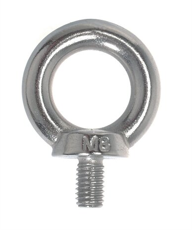 Oogbout M8 DIN 580 A4 met oog diameter 20mm