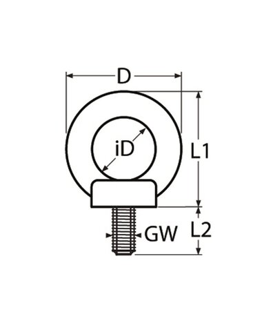 Oogbout M16 DIN 580 A4 met oog diameter 35mm