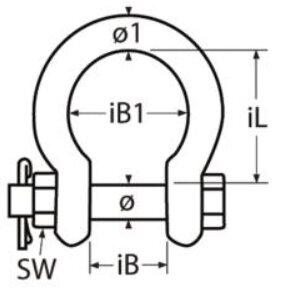 Harp-sluiting met bout en splitpen 8mm