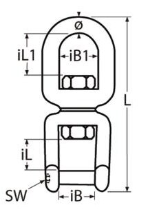 RVS wartel oog - gaffel met inbus pen Ø 19mm 